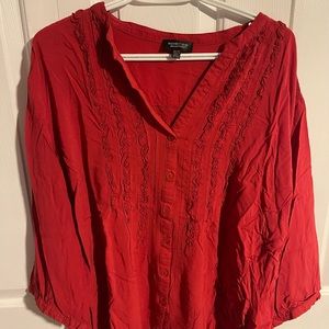 Women’s 3x ruffled blouse in burnt orange